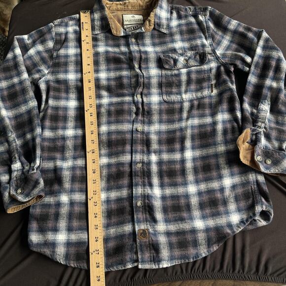 Legendary Whitetails Shirt Mens Medium Blue Gray Plaid Buck Camp Flannel Hunting - Picture 9 of 9